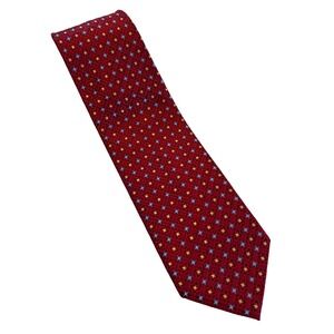 W H Belk 100% Silk Tie Red Geometric Pattern Luxury Mens Neckwear Neck Tie